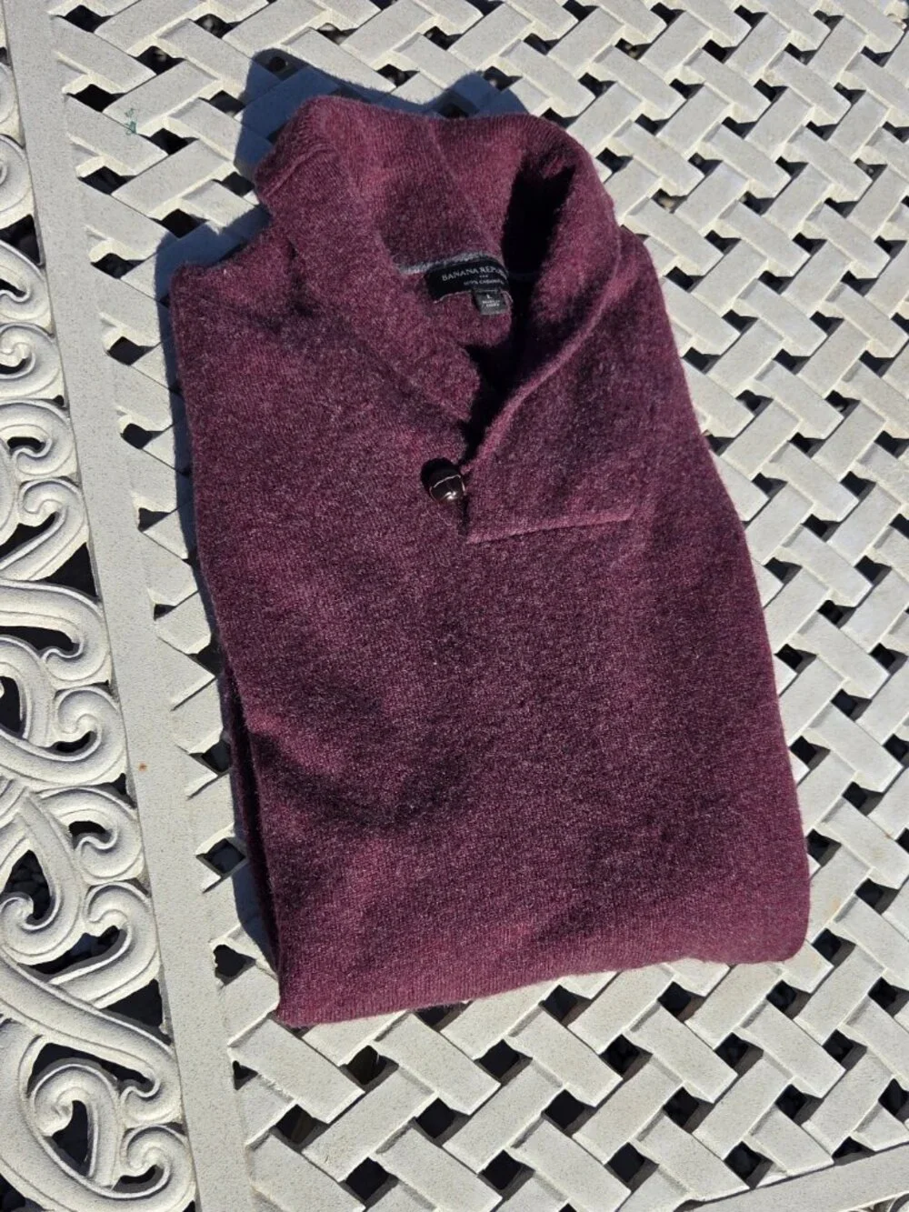 BANANA REPLUBLIC Sweater Men's Burgundy 100% Merino Wool Size L